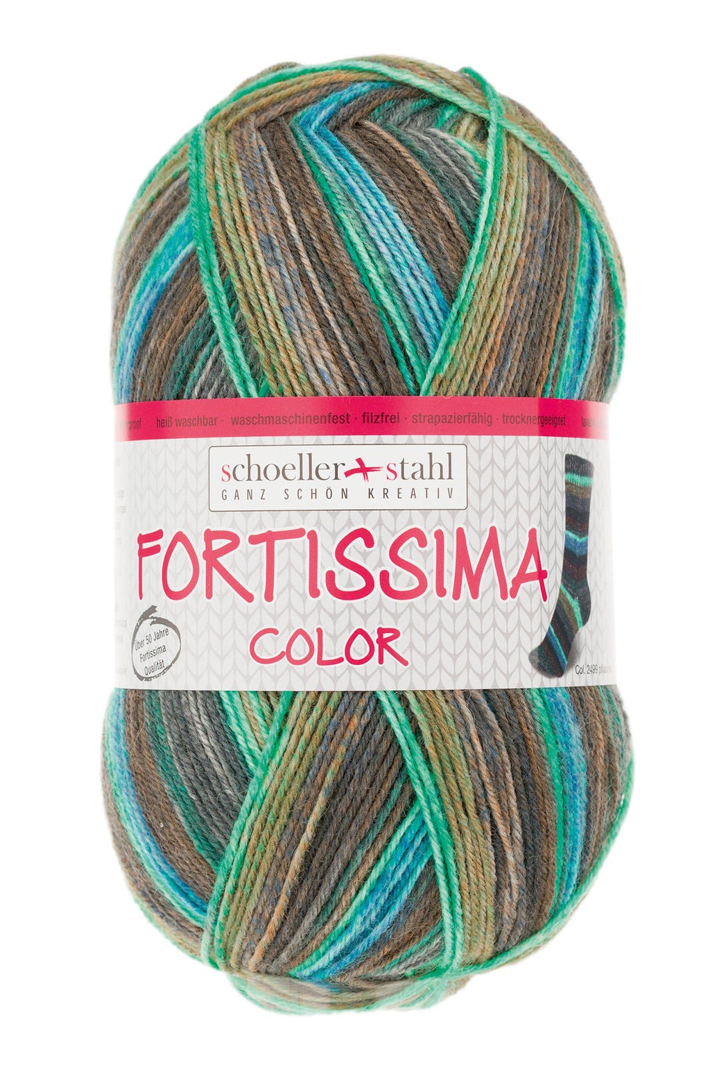 Fortissima bunte 4 - fach Sockenwolle | Farbe 2499 - PFLAUME - rebecca - online.de