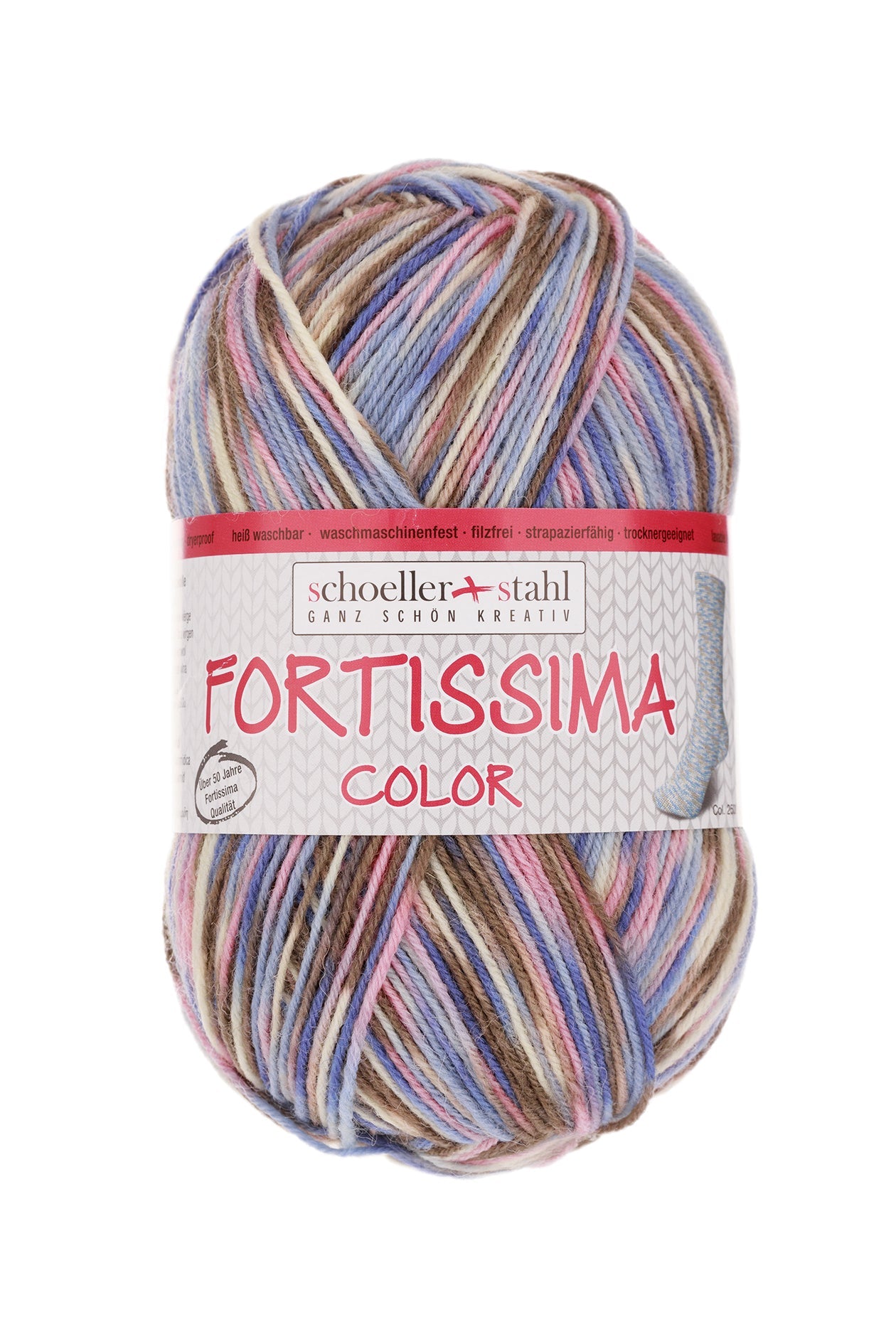 Fortissima bunte 4 - fach Sockenwolle | Farbe 2500 - RAUREIF - rebecca - online.de
