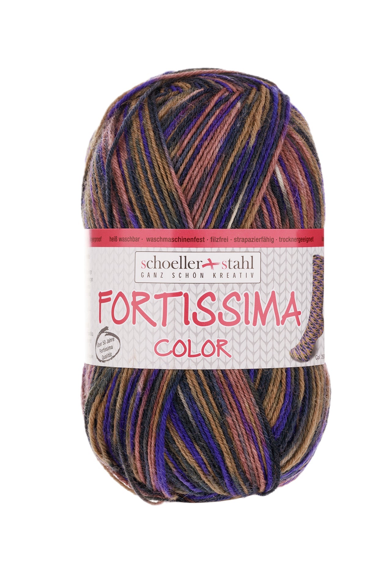 Fortissima bunte 4 - fach Sockenwolle | Farbe 2502 - BORKE - rebecca - online.de