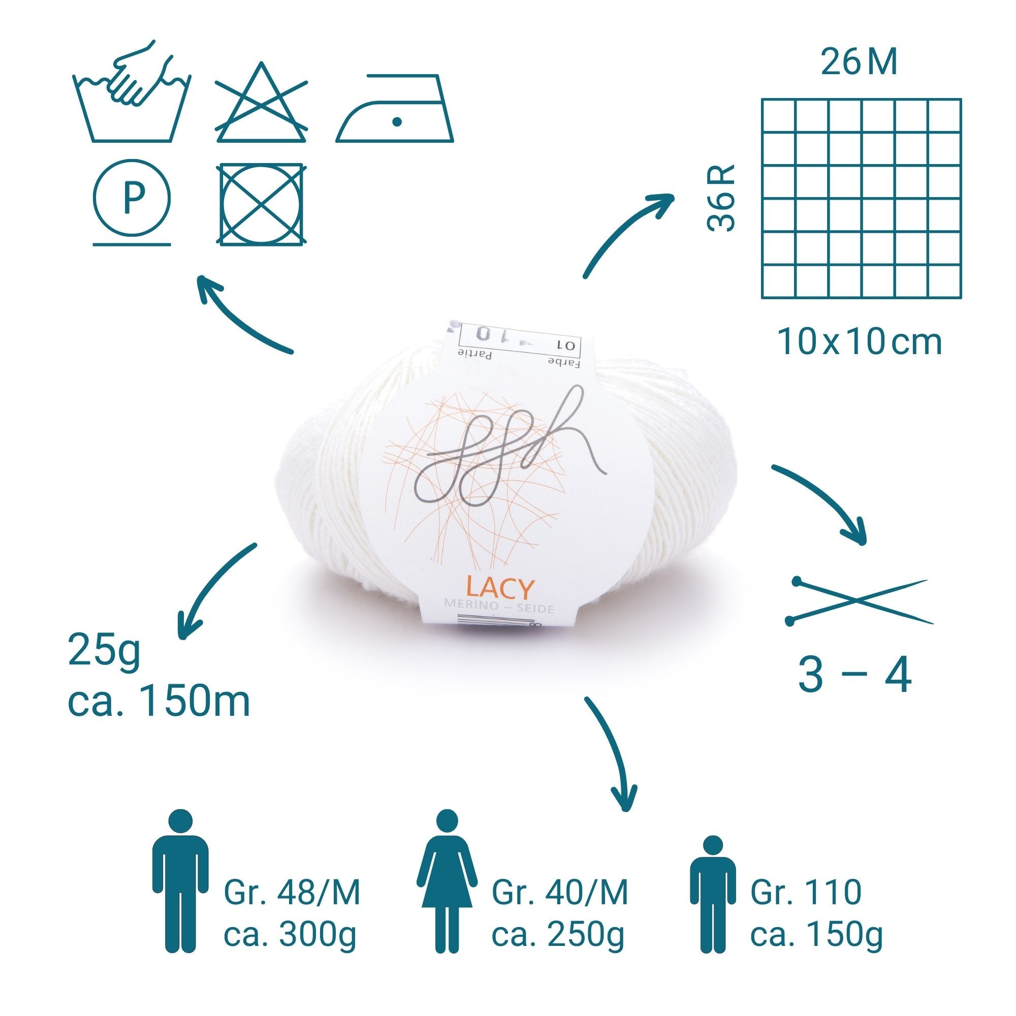 ggh Lacy | Merinowolle mit Seide | 25g - 170m | 001 - Wollweiß - Rebecca - Online.de