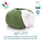 GGH Lacy | Merinowolle mit Seide | 25g - 170m | 007 - Olivgrün - Rebecca - Online.de