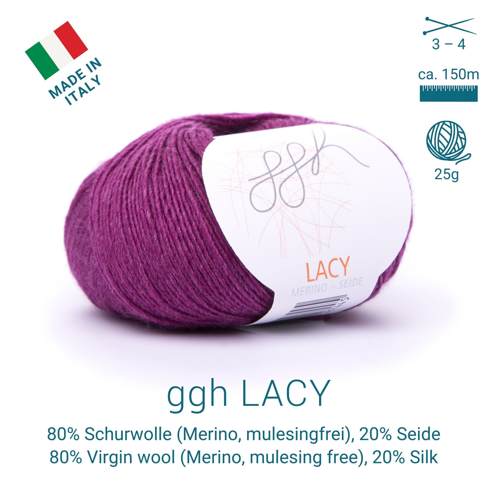 GGH Lacy | Merinowolle mit Seide | 25g - 170m | 016 - Amethyst - Rebecca - Online.de