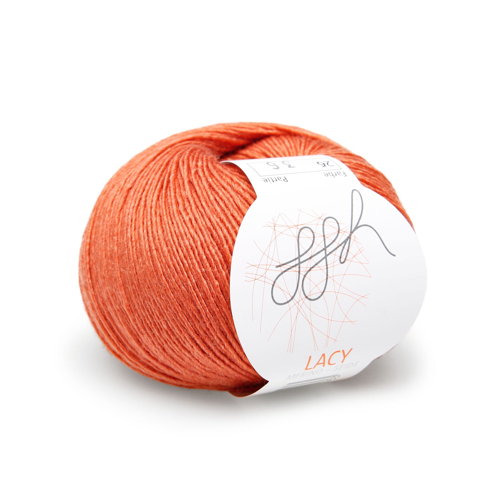 GGH Lacy | Merinowolle mit Seide | 25g - 170m | 026 - Herbstorange - Rebecca - Online.de
