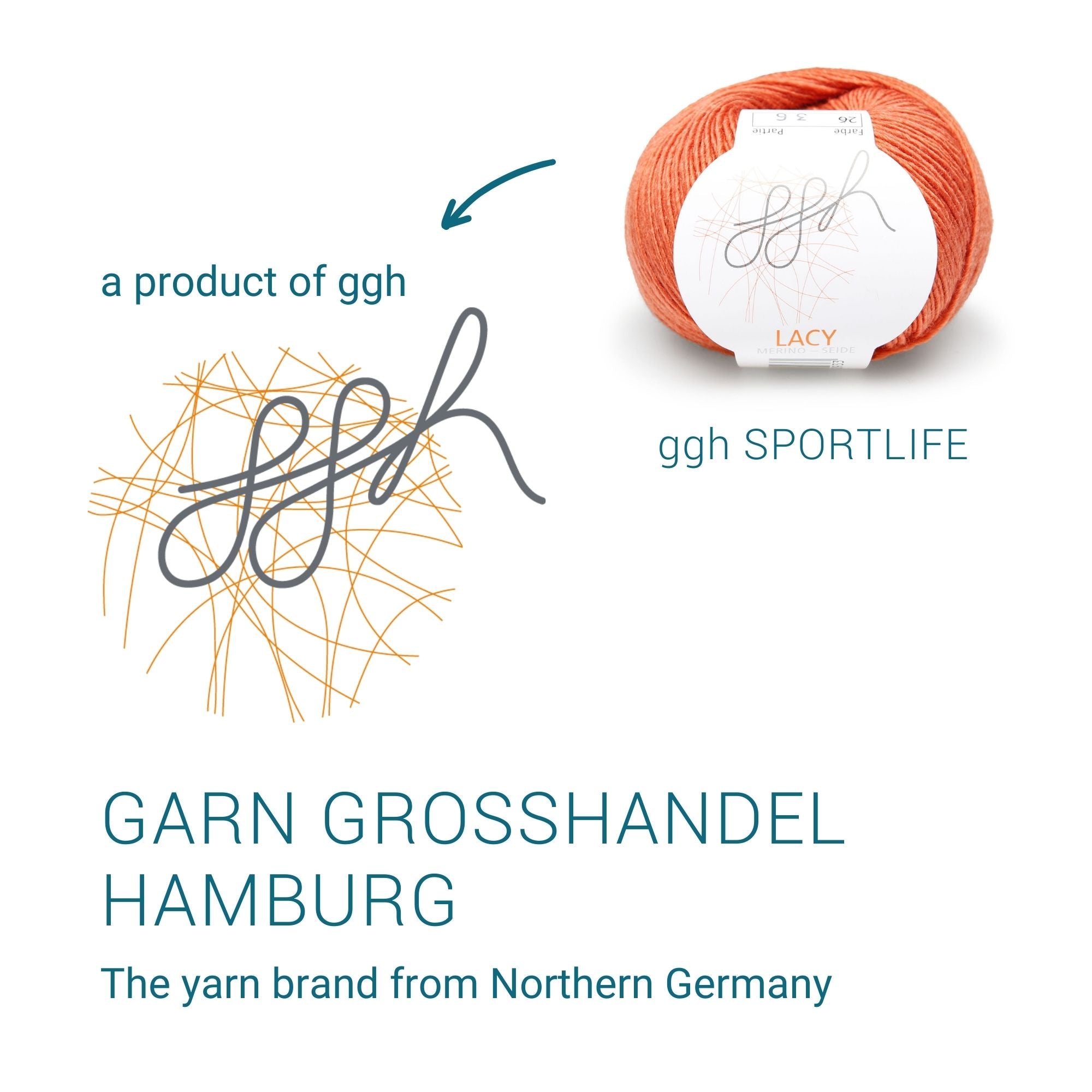GGH Lacy | Merinowolle mit Seide | 25g - 170m | 026 - Herbstorange - Rebecca - Online.de