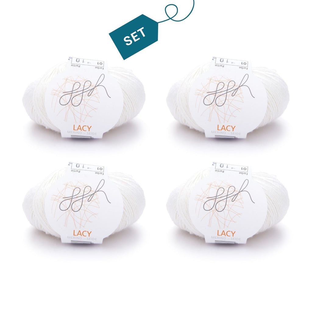 ggh Lacy | Set mit 4 x 25g (insg. 100g) - 001 - Wollweiß - Rebecca - Online.de