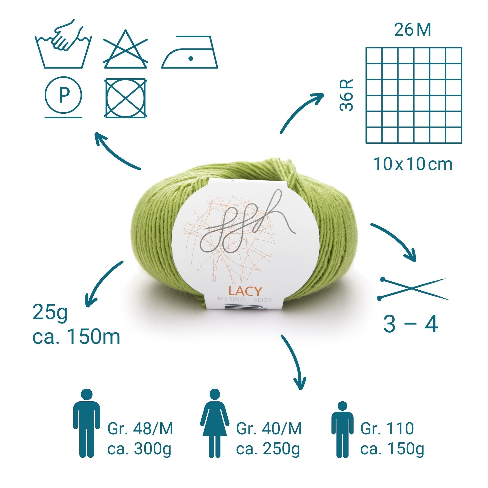 ggh Lacy | Set mit 4 x 25g (insg. 100g) - 006 - Apfelgrün - Rebecca - Online.de