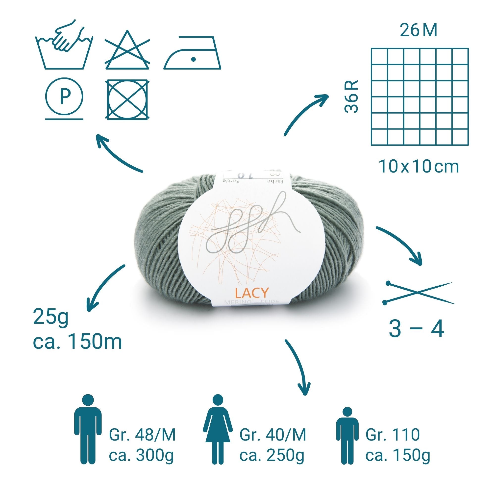 ggh Lacy | Set mit 4 x 25g (insg. 100g) - 009 - Grüngrau - Rebecca - Online.de