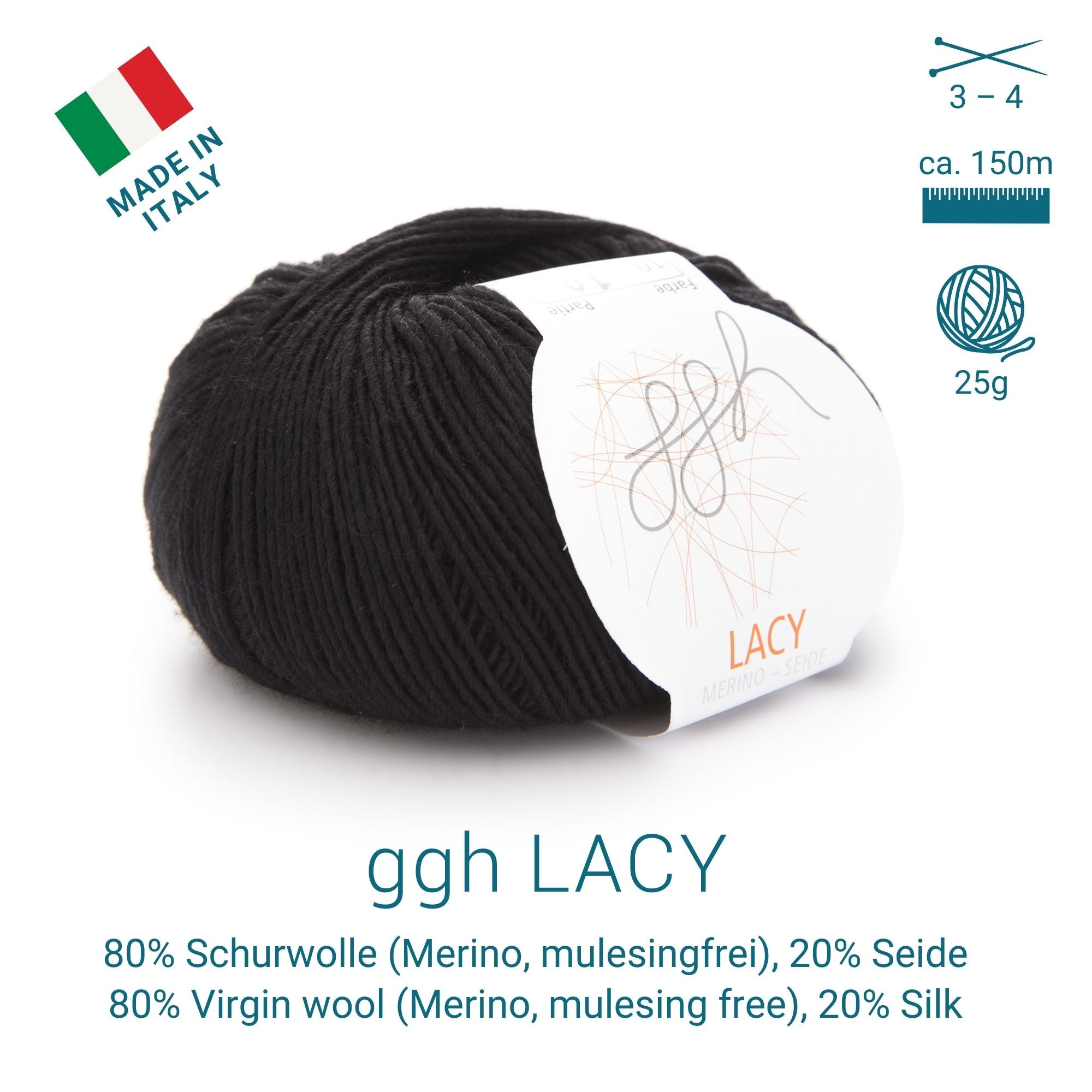 ggh Lacy | Set mit 4 x 25g (insg. 100g) - 010 - Schwarz - Rebecca - Online.de
