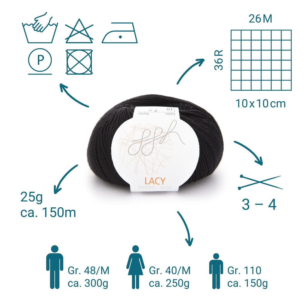 ggh Lacy | Set mit 4 x 25g (insg. 100g) - 010 - Schwarz - Rebecca - Online.de