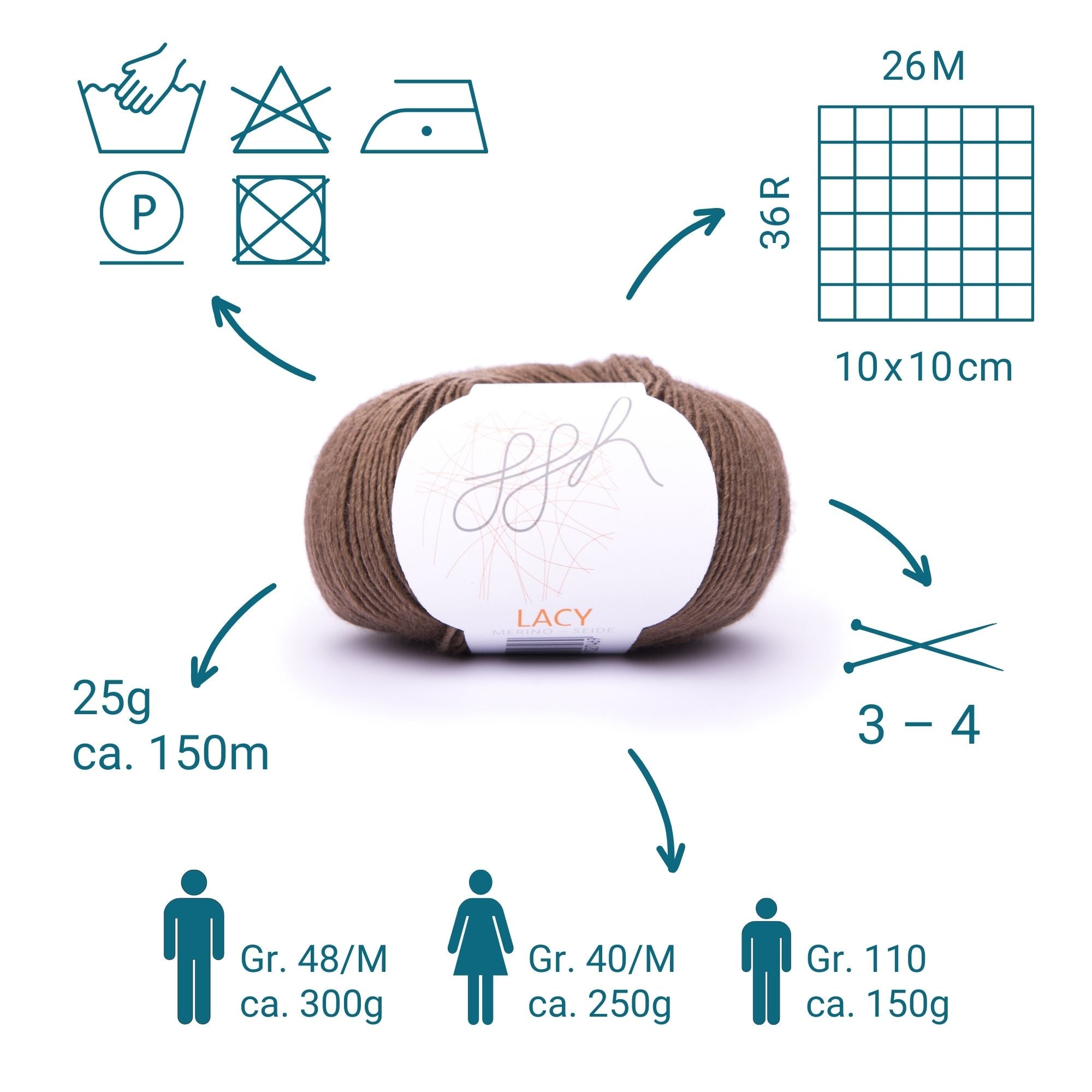 ggh Lacy | Set mit 4 x 25g (insg. 100g) - 018 - Braun - Rebecca - Online.de