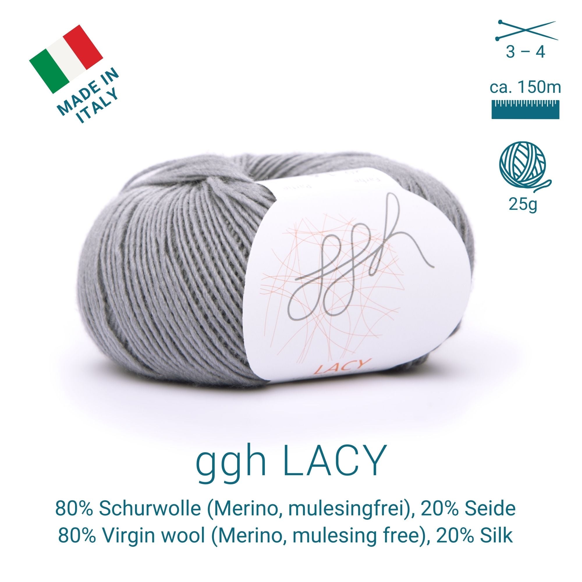 ggh Lacy | Set mit 4 x 25g (insg. 100g) - 020 - Grau - Rebecca - Online.de