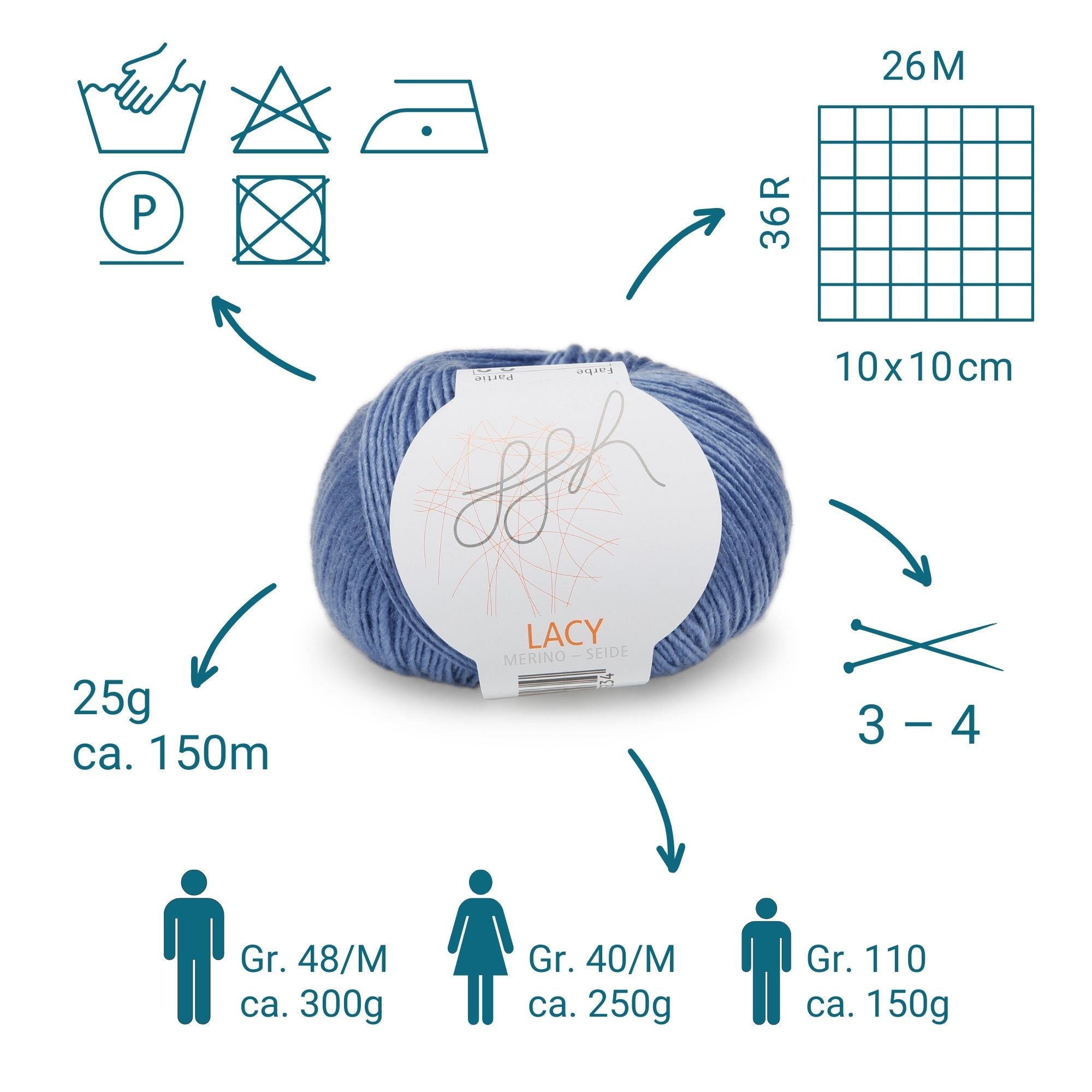 ggh Lacy | Set mit 4 x 25g (insg. 100g) - 021 - Blau - Rebecca - Online.de