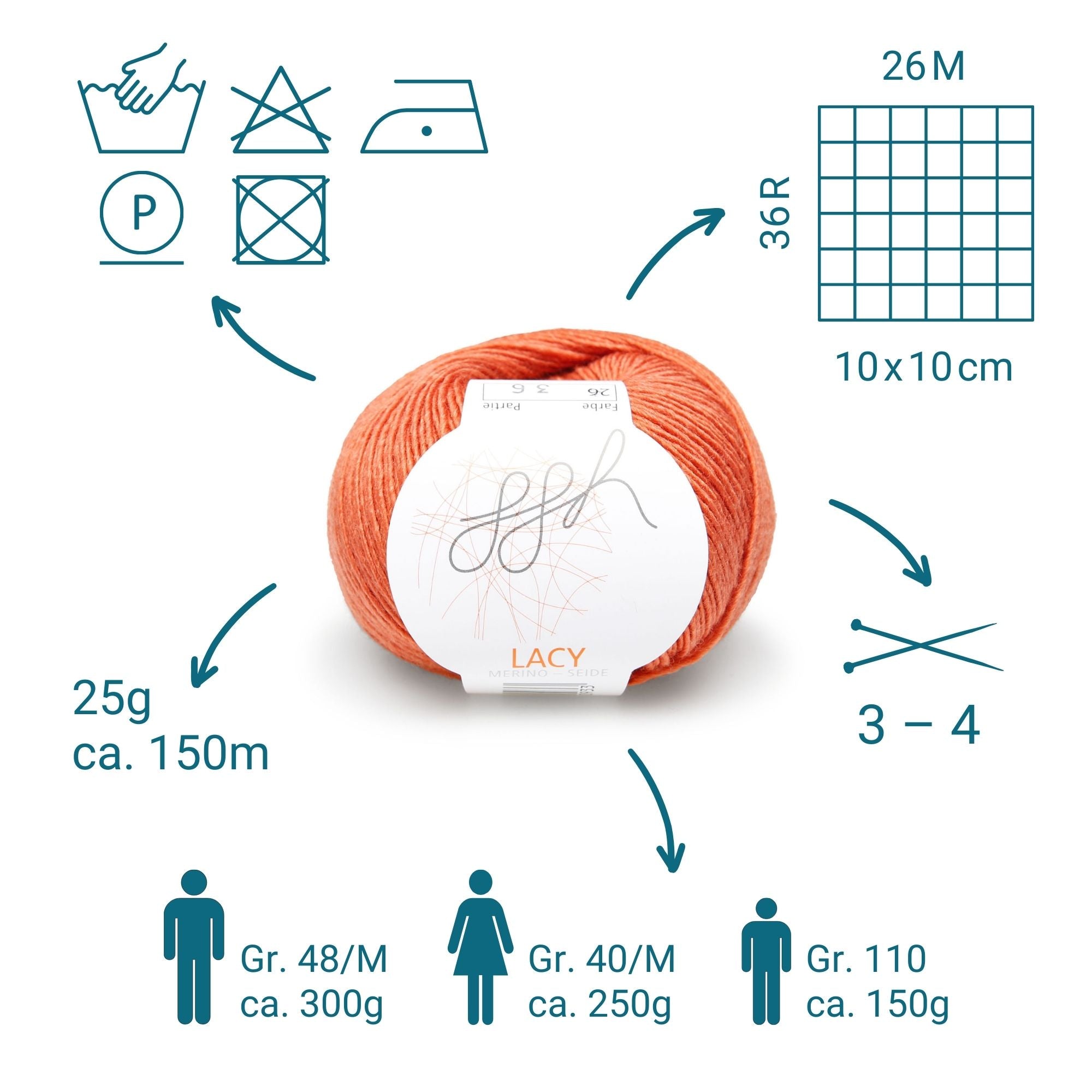 ggh Lacy | Set mit 4 x 25g (insg. 100g) - 026 - Herbstorange - Rebecca - Online.de