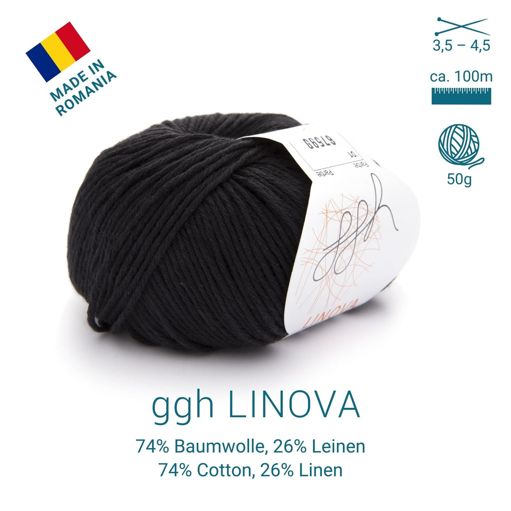 ggh Linova | 100% Baumwolle | 100m/50g | 001 - Schwarz - Rebecca - Online.de