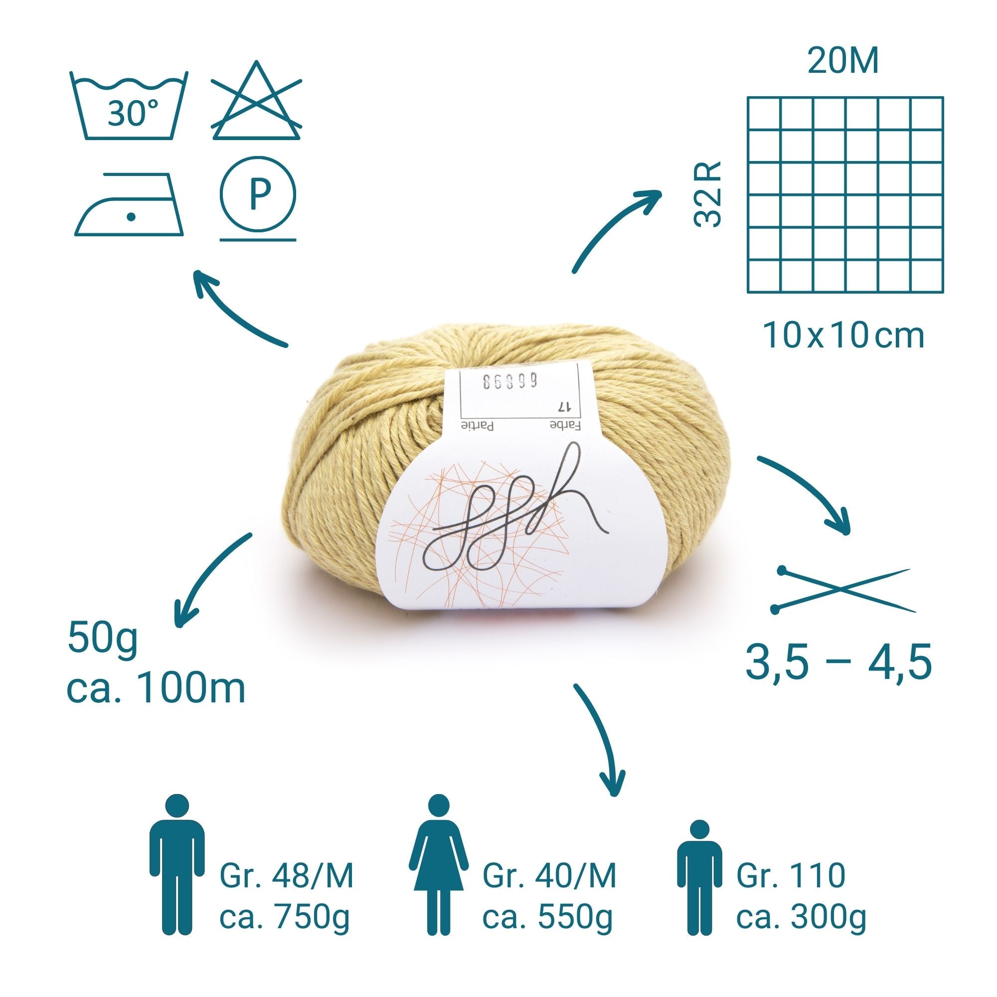 ggh Linova | 100% Baumwolle | 100m/50g | 017 - Honig - Rebecca - Online.de