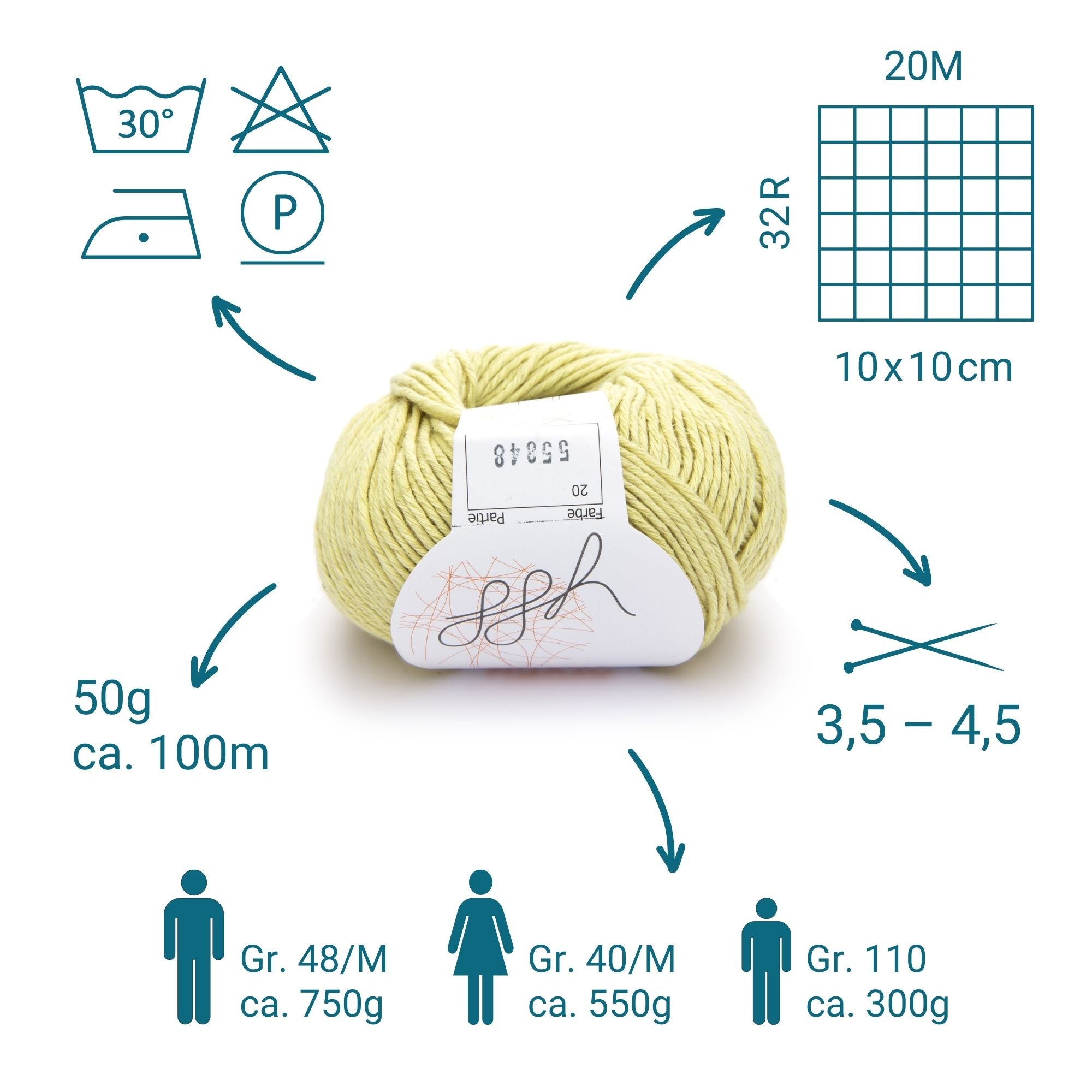 ggh Linova | 100% Baumwolle | 100m/50g | 020 - Cremegelb - Rebecca - Online.de