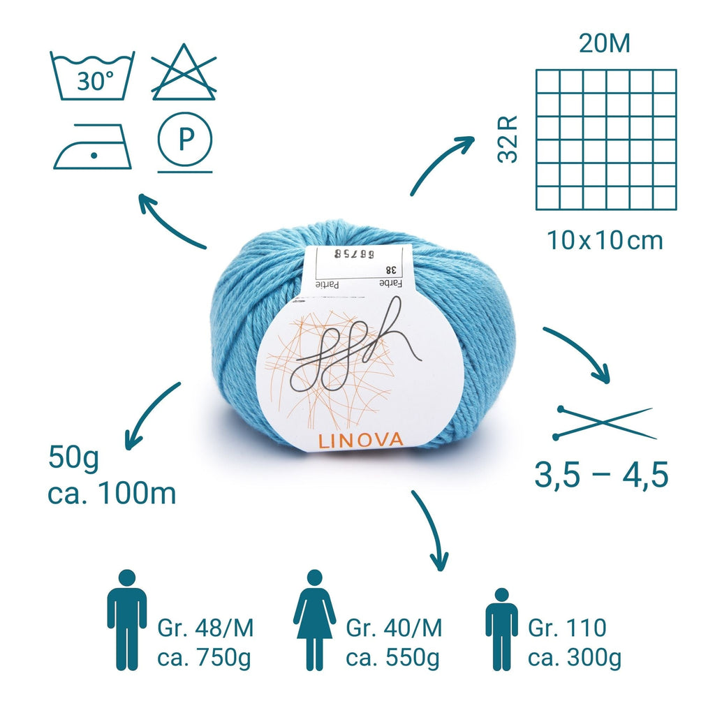 ggh Linova | 100% Baumwolle | 100m/50g | 038 - Aqua - Rebecca - Online.de