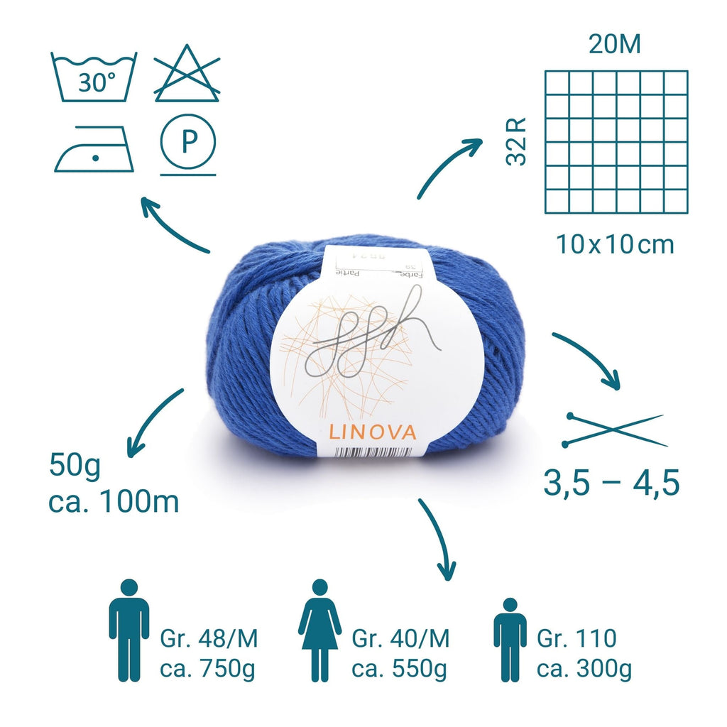 ggh Linova | 100% Baumwolle | 100m/50g | 039 - Mittelblau - Rebecca - Online.de
