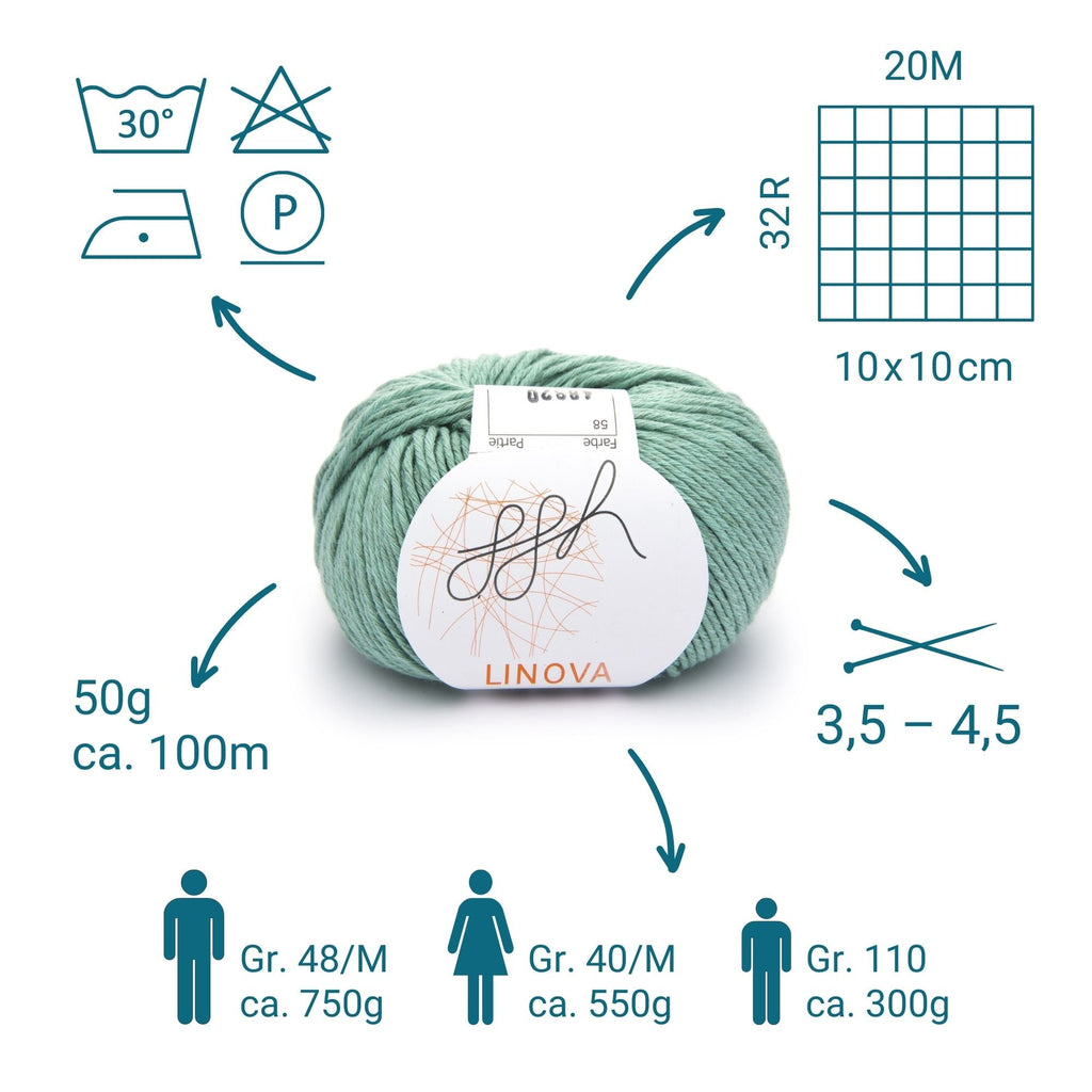 ggh Linova | 100% Baumwolle | 100m/50g | 058 - Blassgrün - Rebecca - Online.de