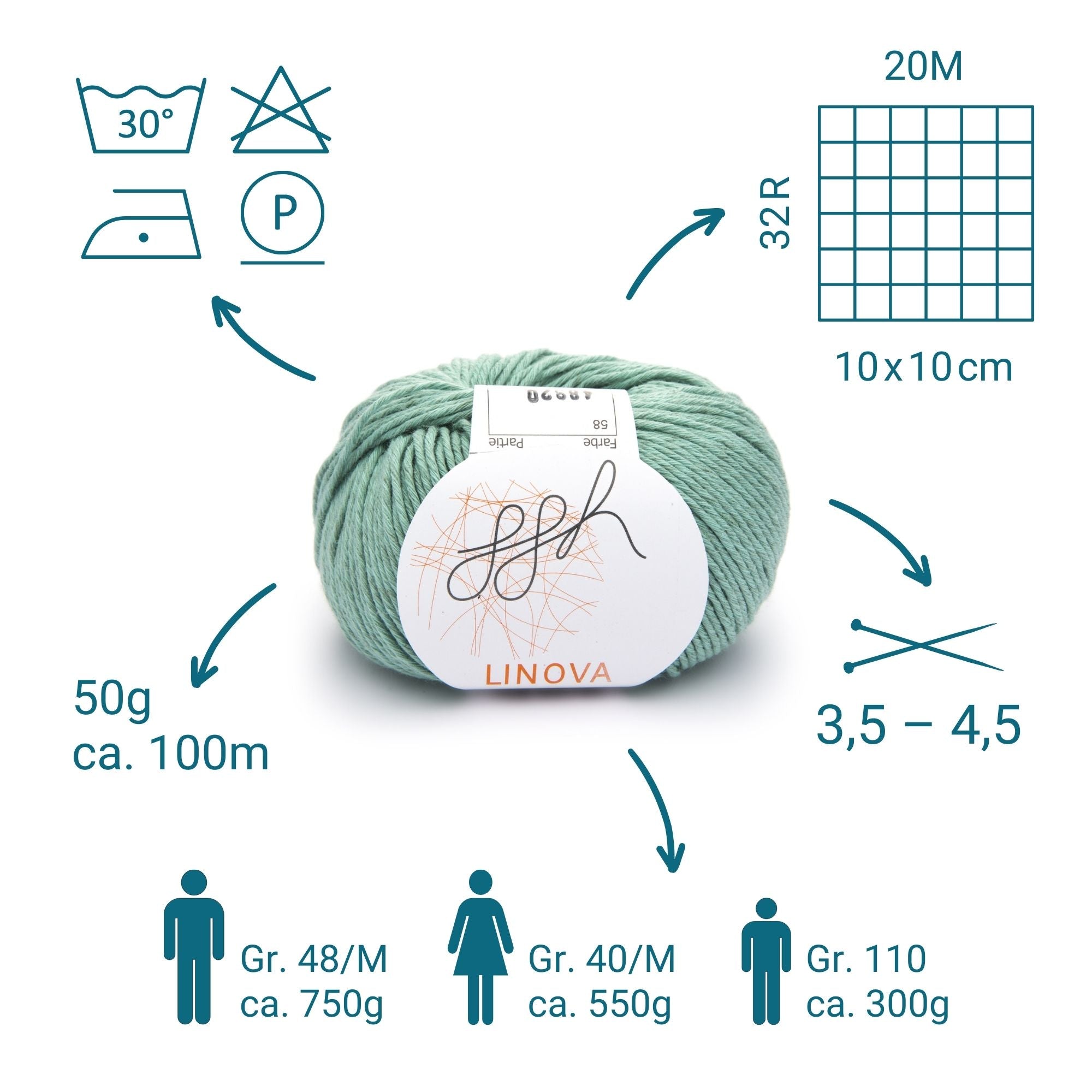 ggh Linova | 100% Baumwolle | 100m/50g | 058 - Blassgrün - Rebecca - Online.de