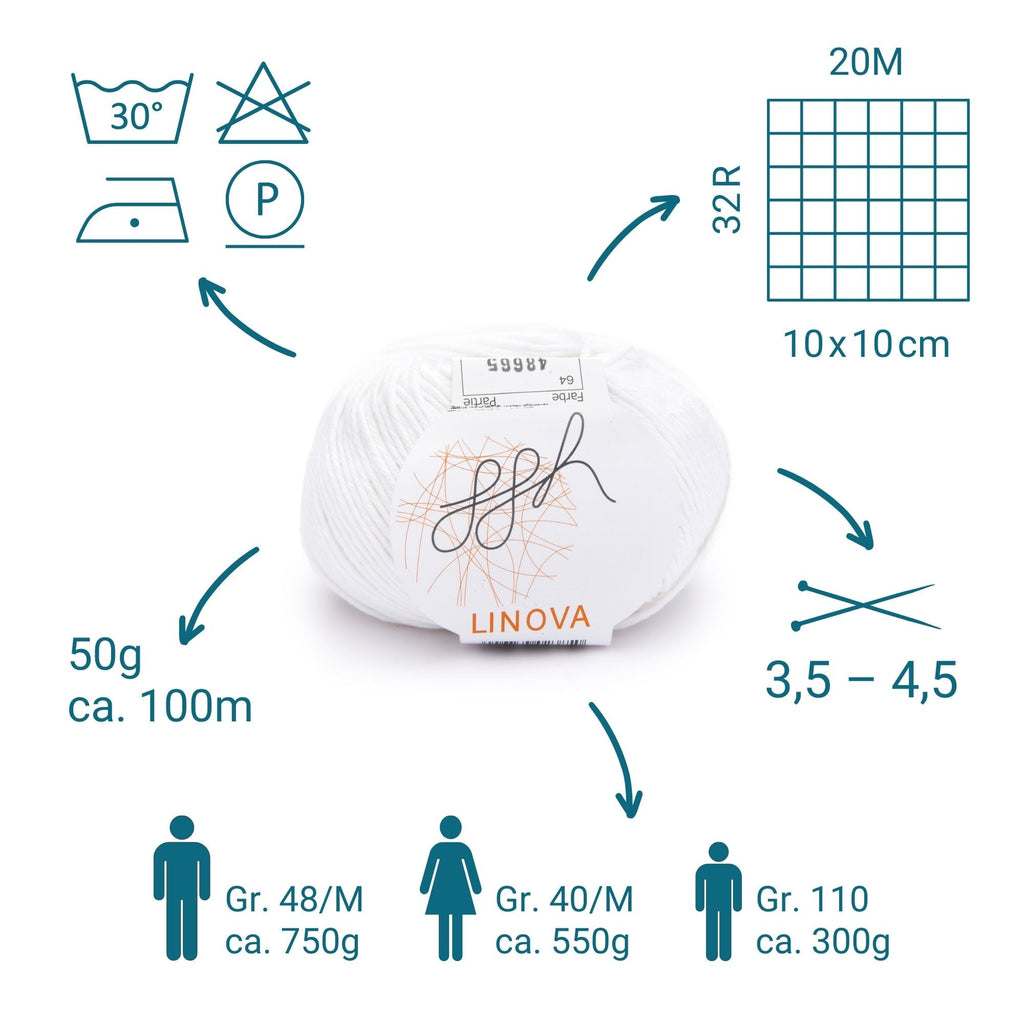 ggh Linova | 100% Baumwolle | 100m/50g | 064 - Weiß - Rebecca - Online.de