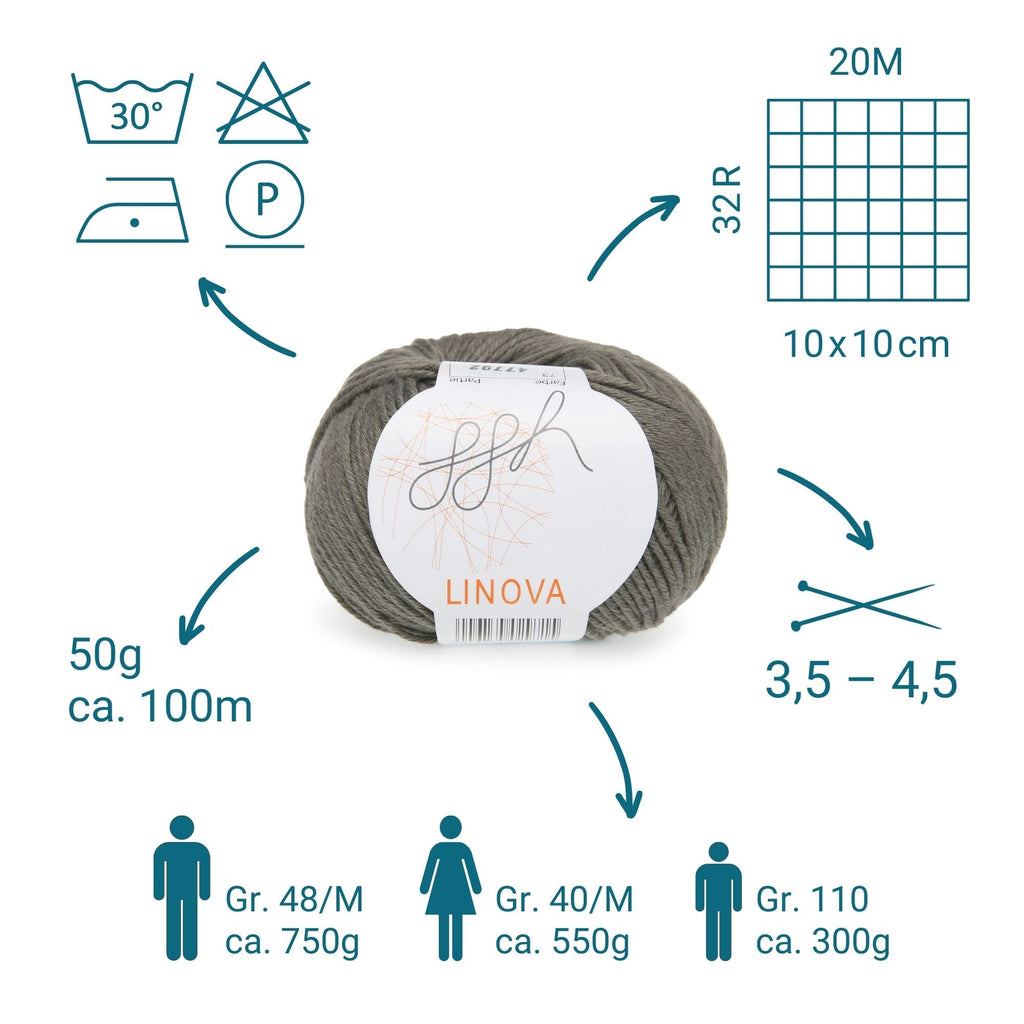 ggh Linova | 100% Baumwolle | 100m/50g | 073 - Khaki - Rebecca - Online.de