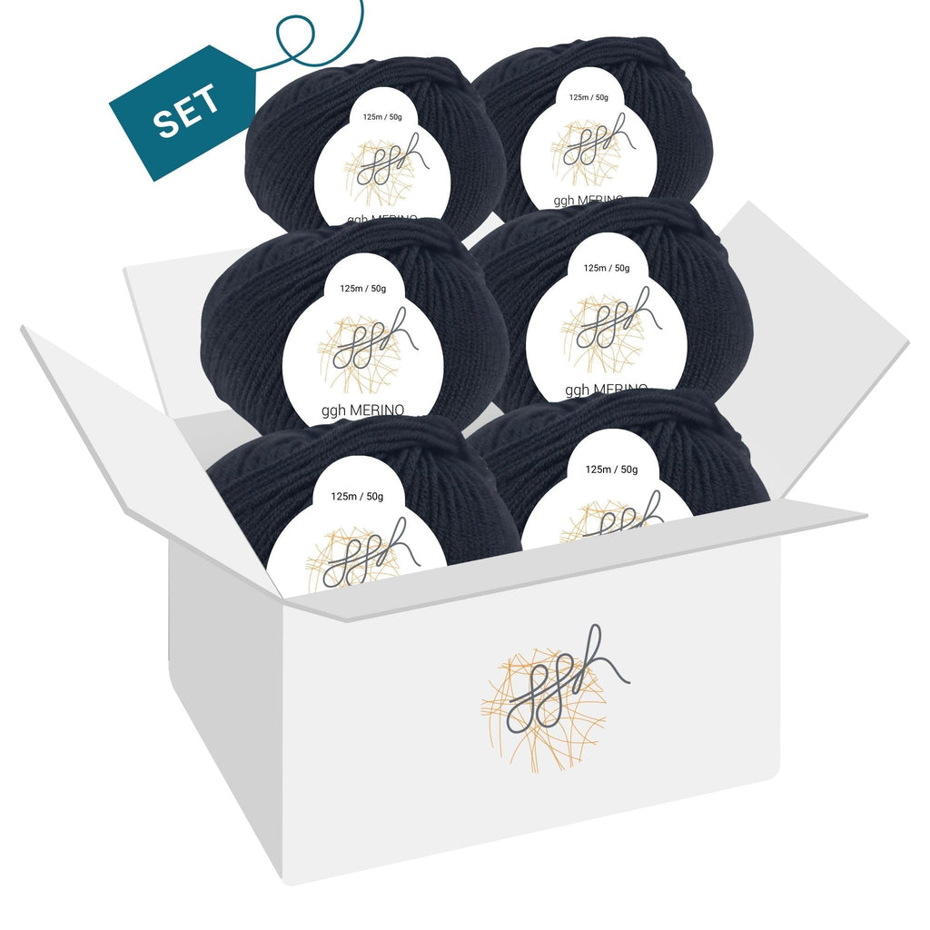 ggh Merino Deluxe - 300g Set (6x50g) - 001 - Schwarz - Rebecca - Online.de