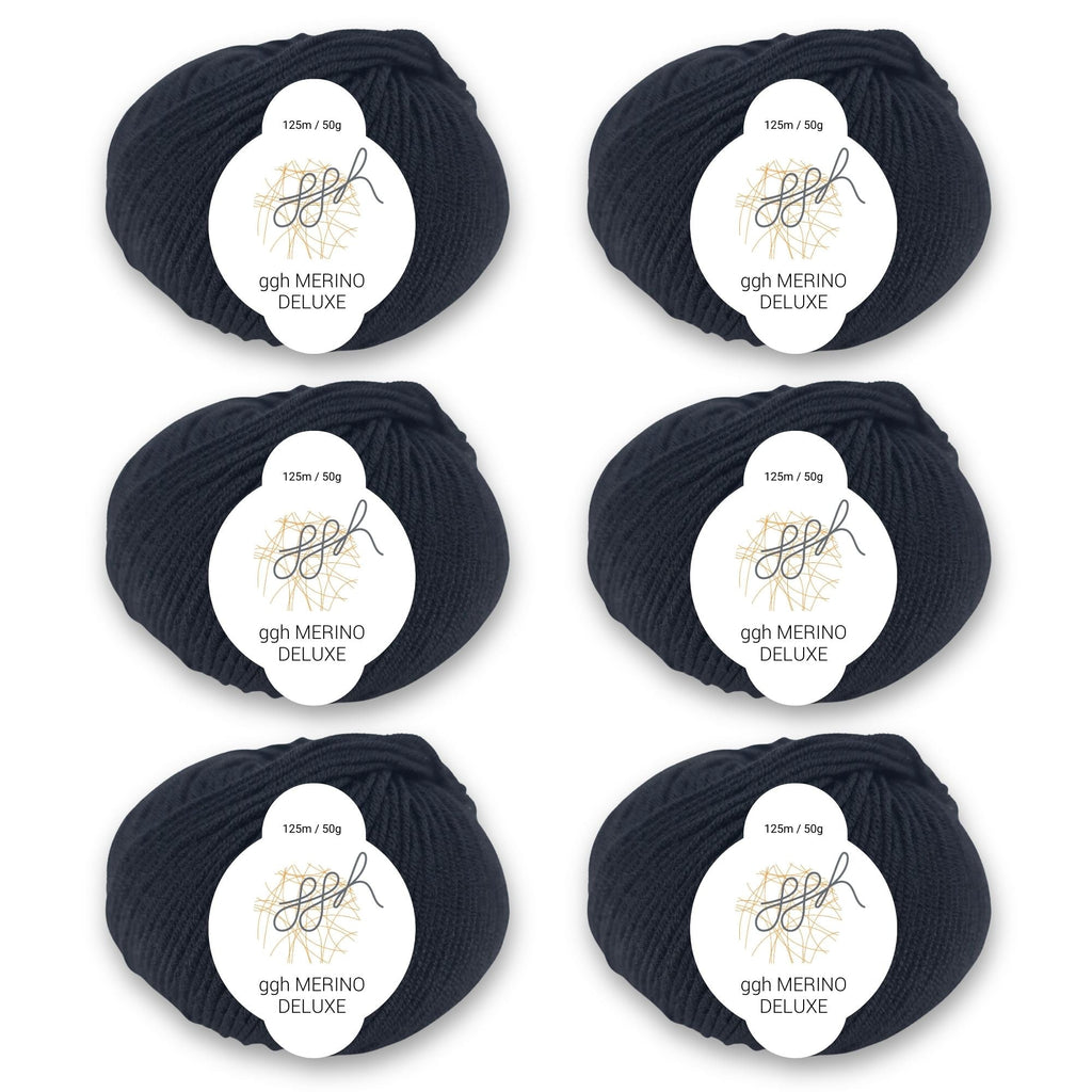 ggh Merino Deluxe - 300g Set (6x50g) - 001 - Schwarz - Rebecca - Online.de