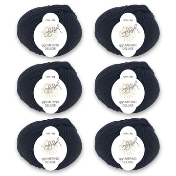 ggh Merino Deluxe - 300g Set (6x50g) - 001 - Schwarz