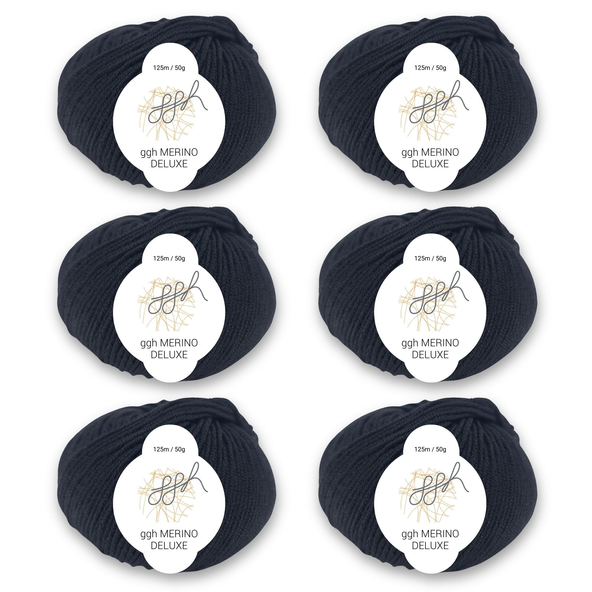 ggh Merino Deluxe - 300g Set (6x50g) - 001 - Schwarz - Rebecca - Online.de