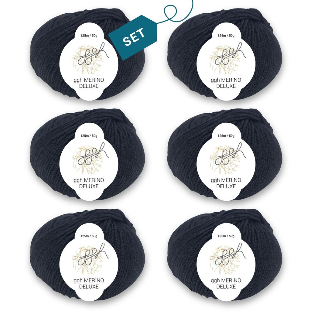 ggh Merino Deluxe - 300g Set (6x50g) - 001 - Schwarz - Rebecca - Online.de