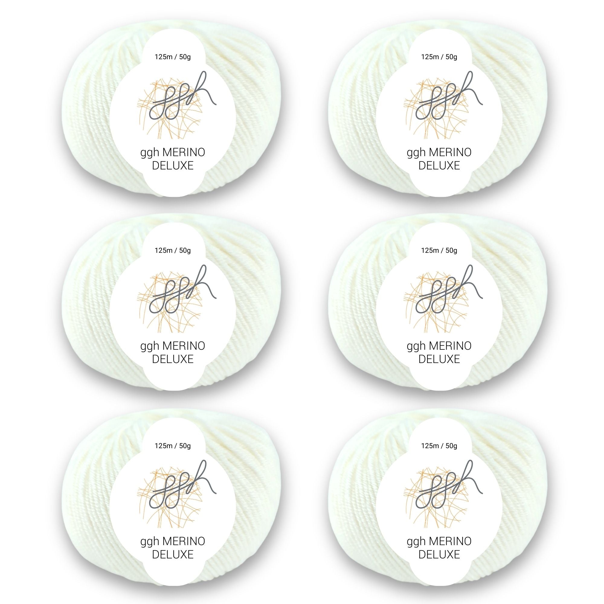 ggh Merino Deluxe - 300g Set (6x50g) - 002 - Weiß - Rebecca - Online.de