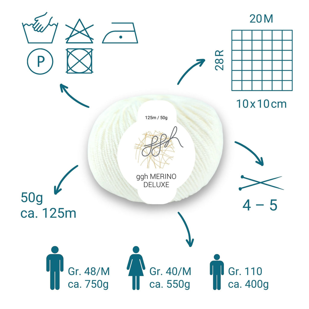 ggh Merino Deluxe - 300g Set (6x50g) - 002 - Weiß - Rebecca - Online.de