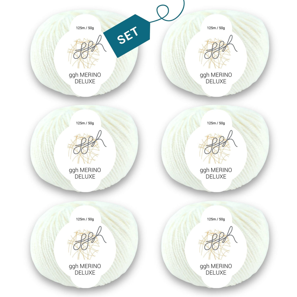 ggh Merino Deluxe - 300g Set (6x50g) - 002 - Weiß - Rebecca - Online.de