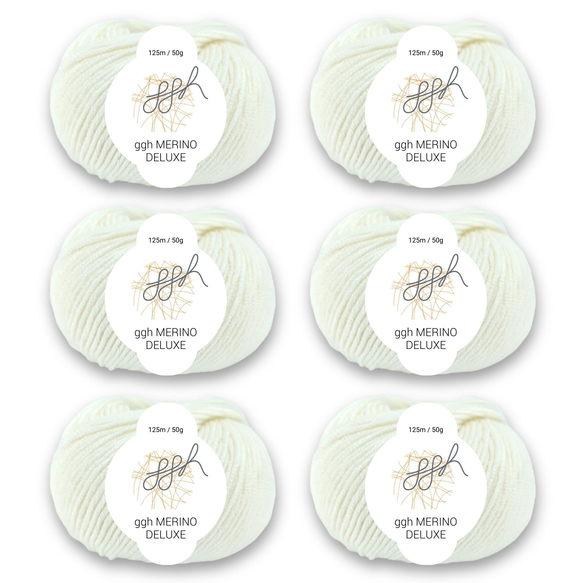 ggh Merino Deluxe - 300g Set (6x50g) - 003 - Wollweiß - Rebecca - Online.de