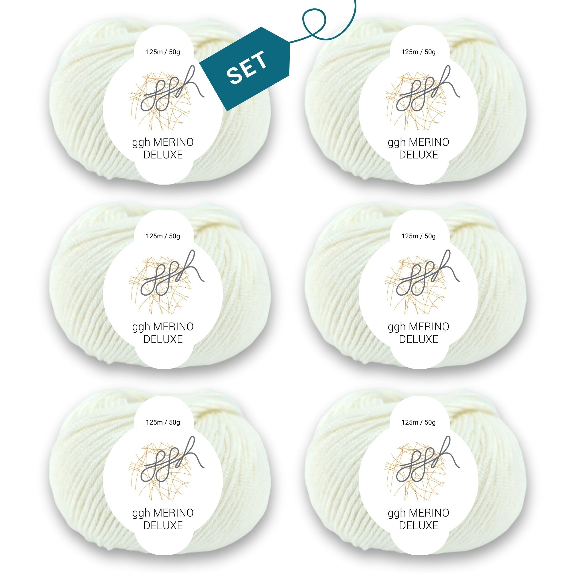 ggh Merino Deluxe - 300g Set (6x50g) - 003 - Wollweiß - Rebecca - Online.de