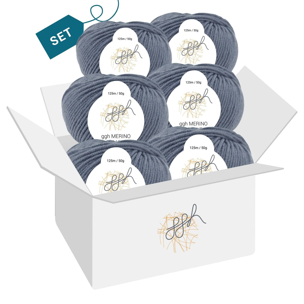 ggh Merino Deluxe - 300g Set (6x50g) - 004 - Mittelgrau - Rebecca - Online.de