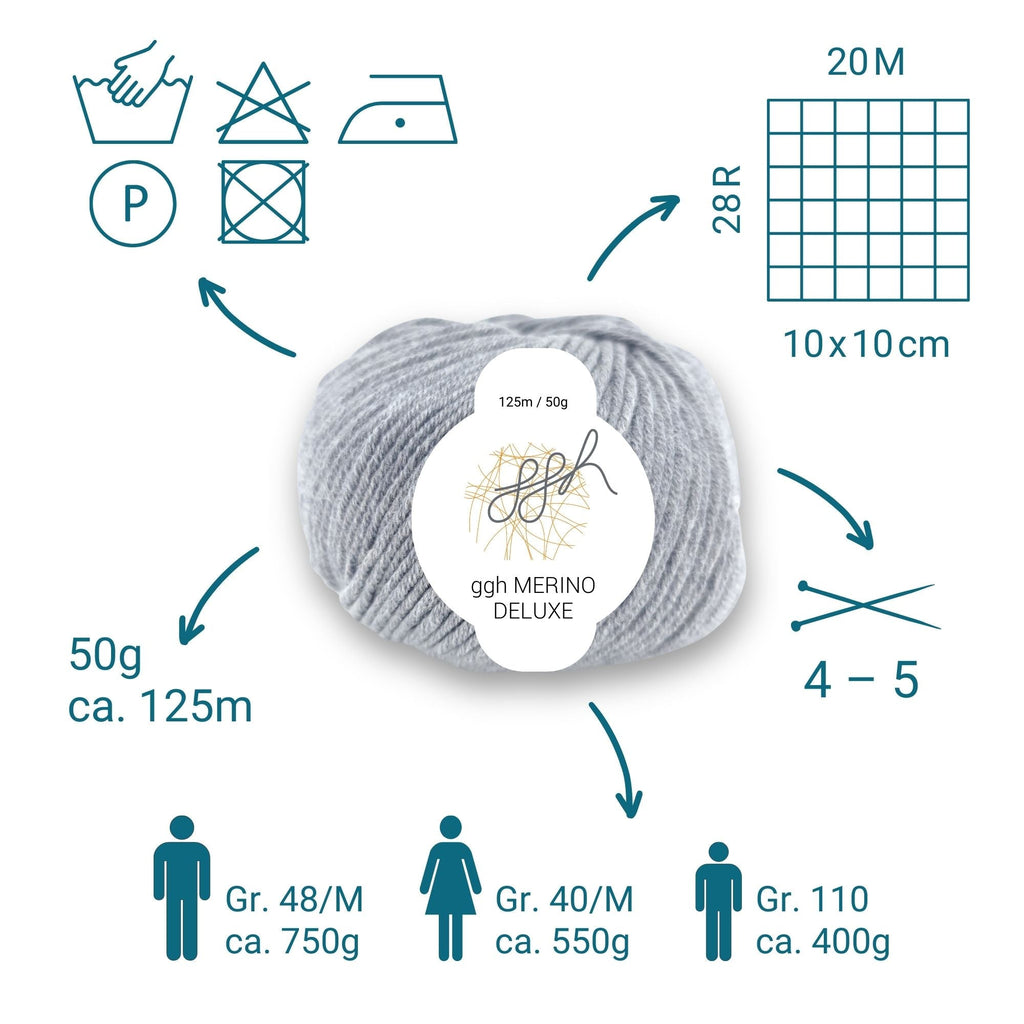 ggh Merino Deluxe - 300g Set (6x50g) - 005 - Grau - Rebecca - Online.de