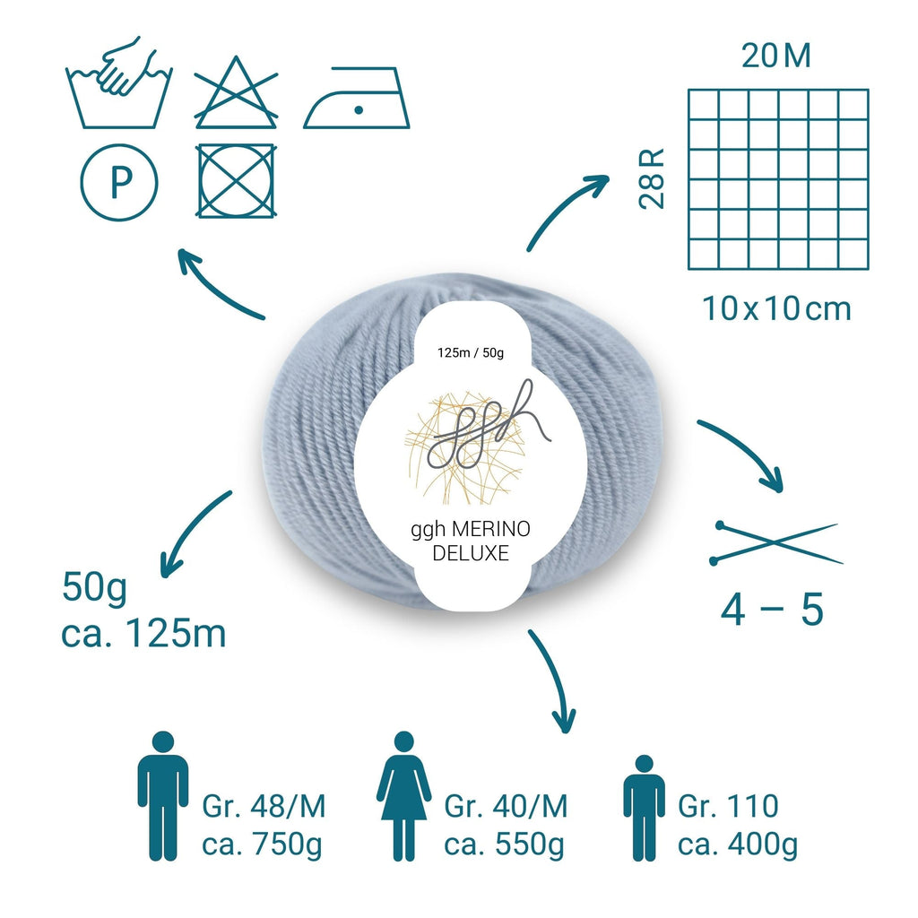 ggh Merino Deluxe - 300g Set (6x50g) - 006 - Hellgrau - Rebecca - Online.de