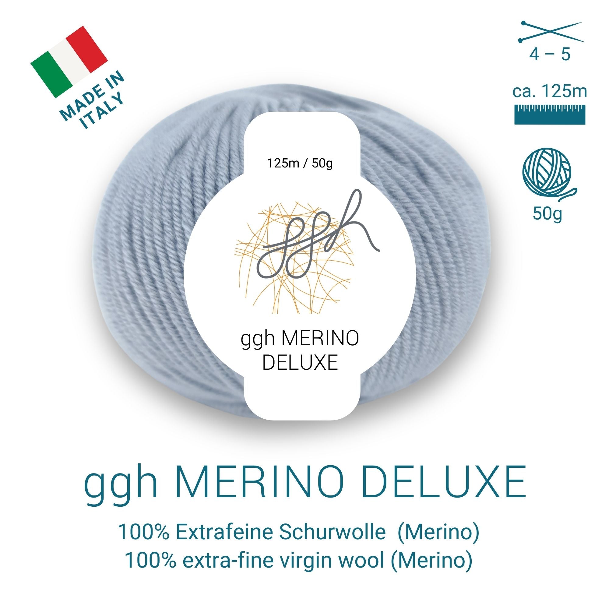 ggh Merino Deluxe - 300g Set (6x50g) - 006 - Hellgrau - Rebecca - Online.de