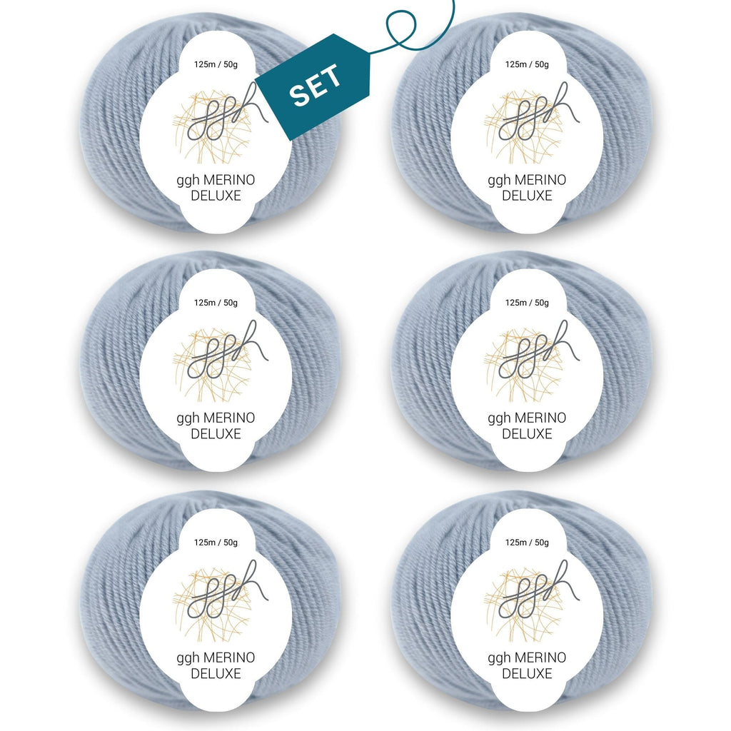 ggh Merino Deluxe - 300g Set (6x50g) - 006 - Hellgrau - Rebecca - Online.de