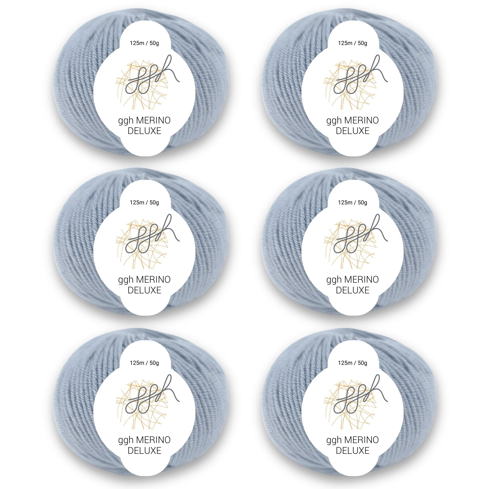 ggh Merino Deluxe - 300g Set (6x50g) - 006 - Hellgrau - Rebecca - Online.de