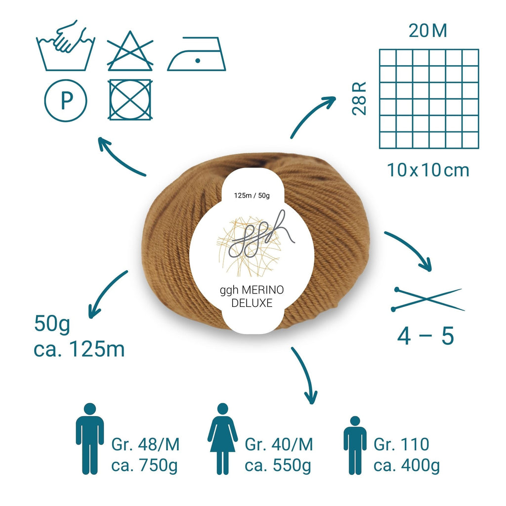 ggh Merino Deluxe - 300g Set (6x50g) - 007 - Hirschbraun - Rebecca - Online.de