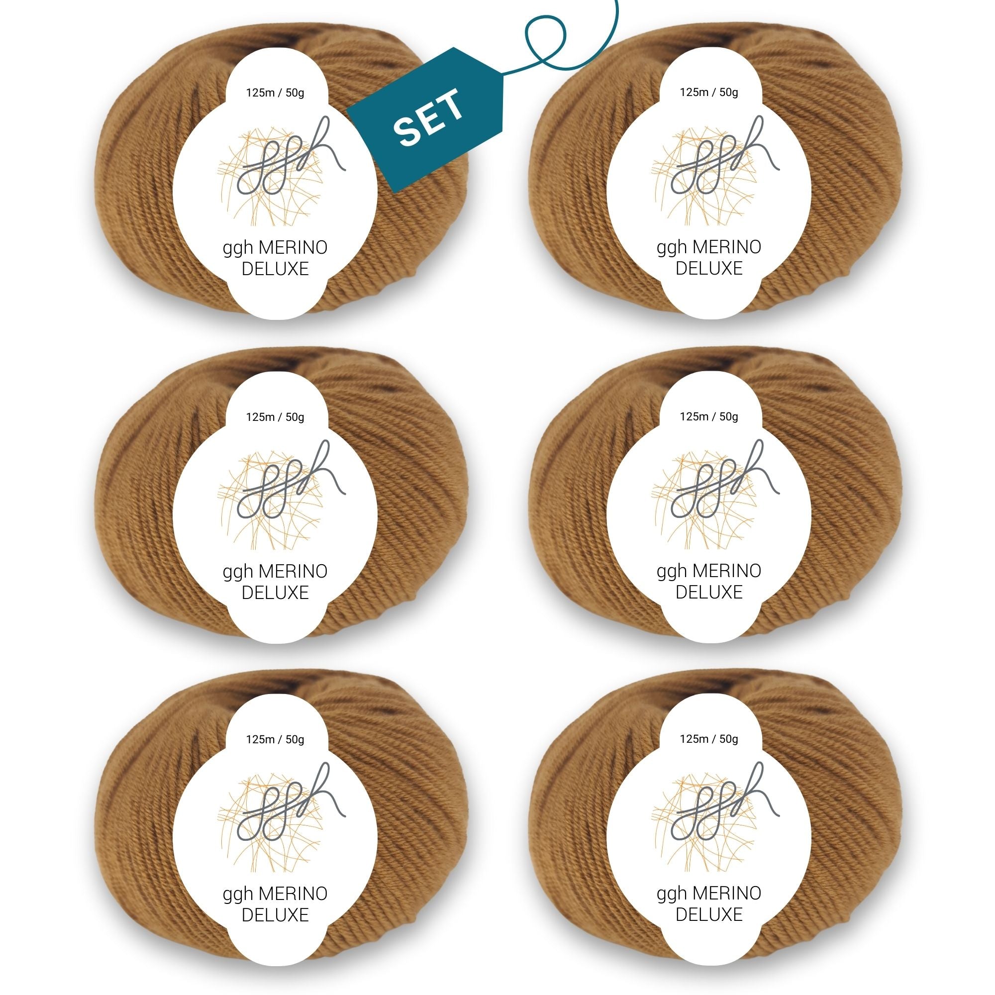 ggh Merino Deluxe - 300g Set (6x50g) - 007 - Hirschbraun - Rebecca - Online.de
