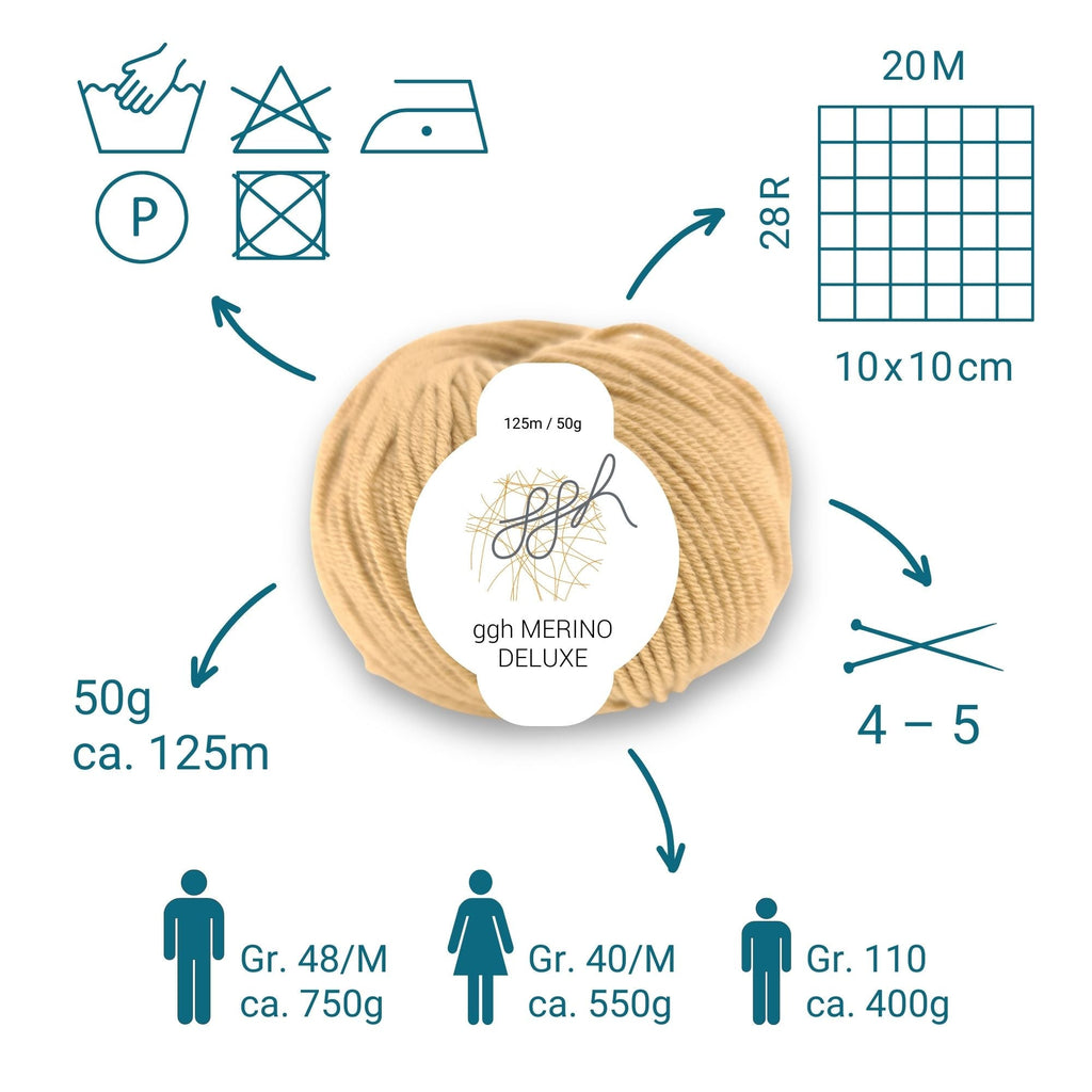 ggh Merino Deluxe - 300g Set (6x50g) - 008 – Beigebraun - Rebecca - Online.de