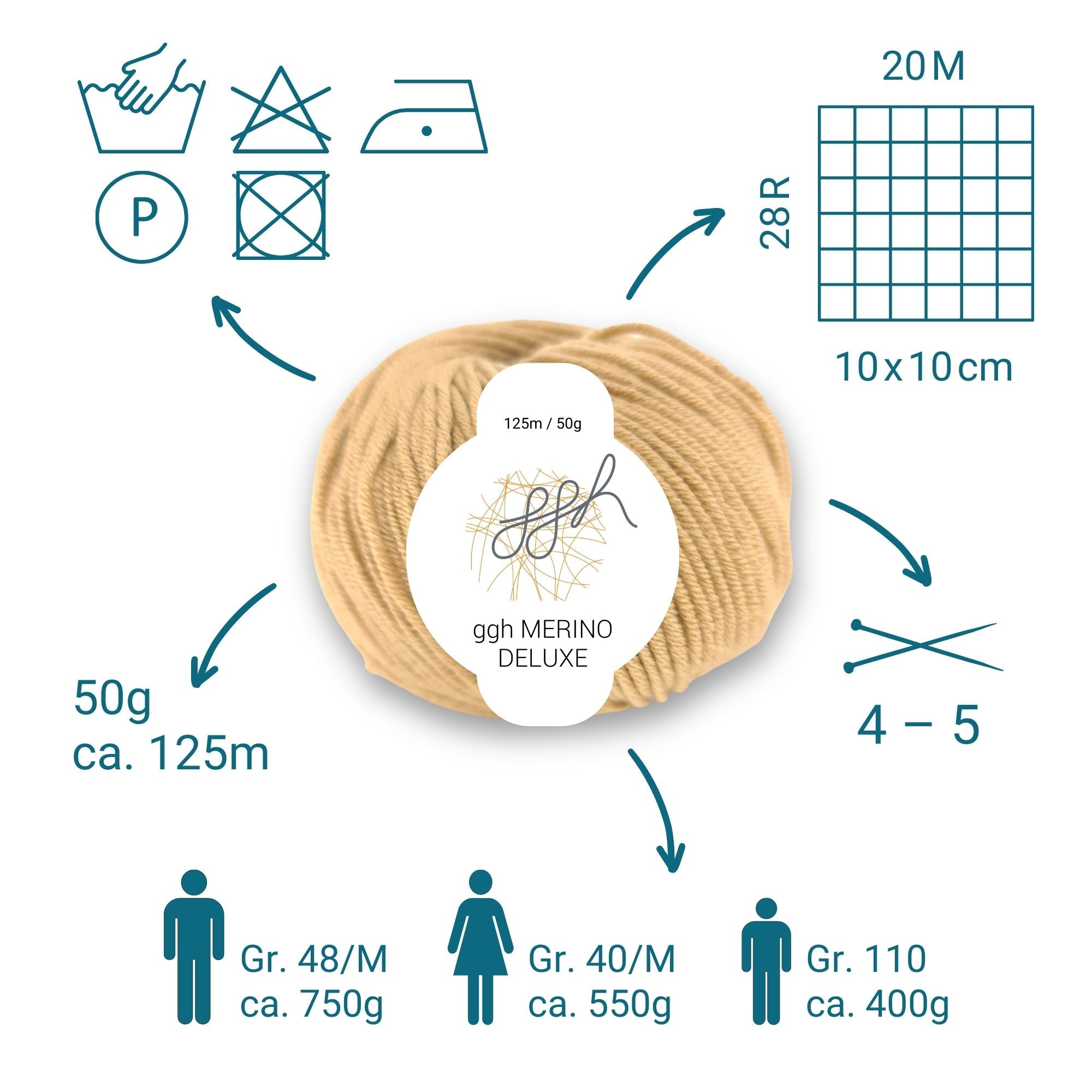 ggh Merino Deluxe - 300g Set (6x50g) - 008 – Beigebraun - Rebecca - Online.de