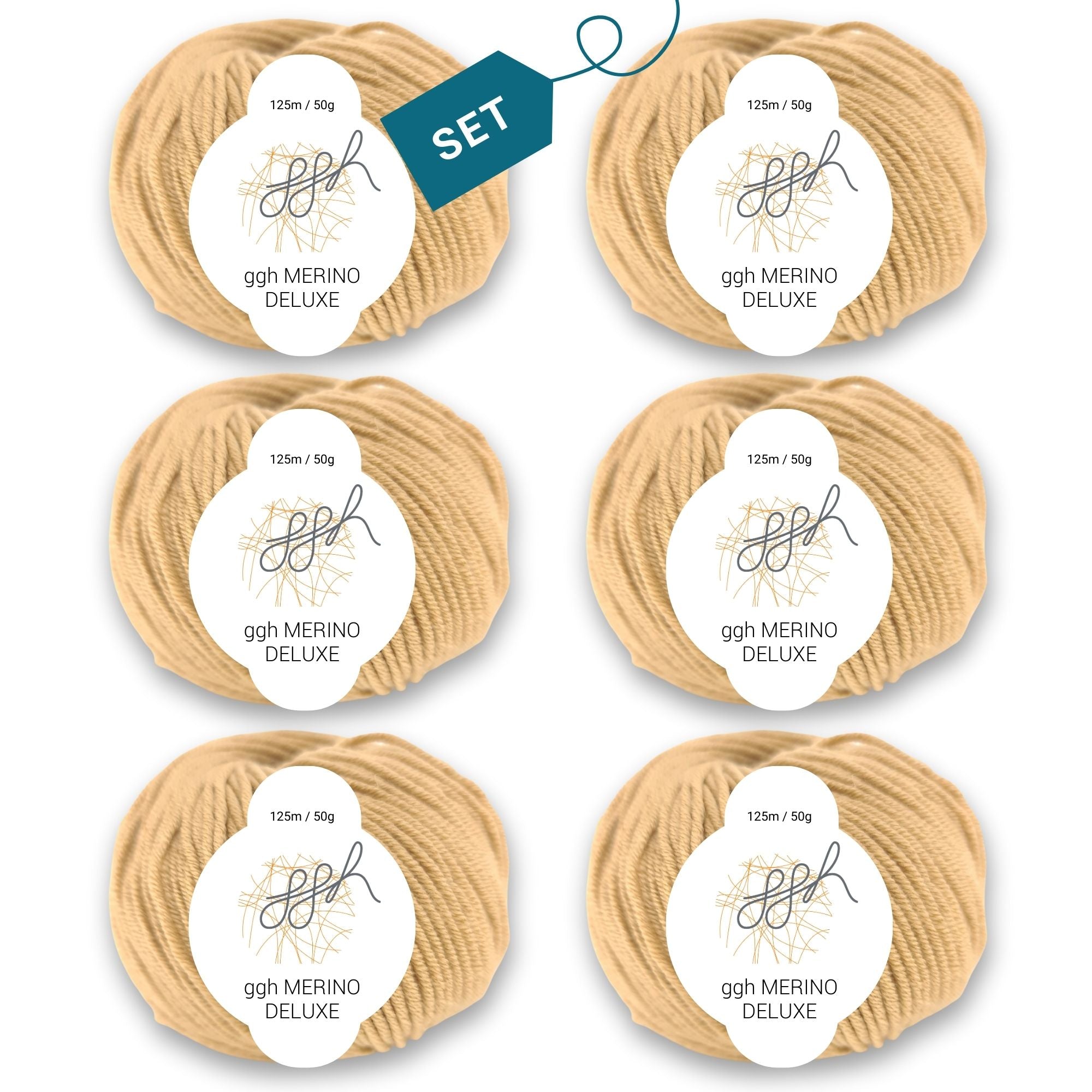 ggh Merino Deluxe - 300g Set (6x50g) - 008 – Beigebraun - Rebecca - Online.de