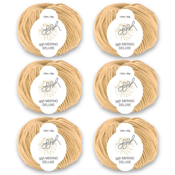 ggh Merino Deluxe - 300g Set (6x50g) - 008 – Beigebraun