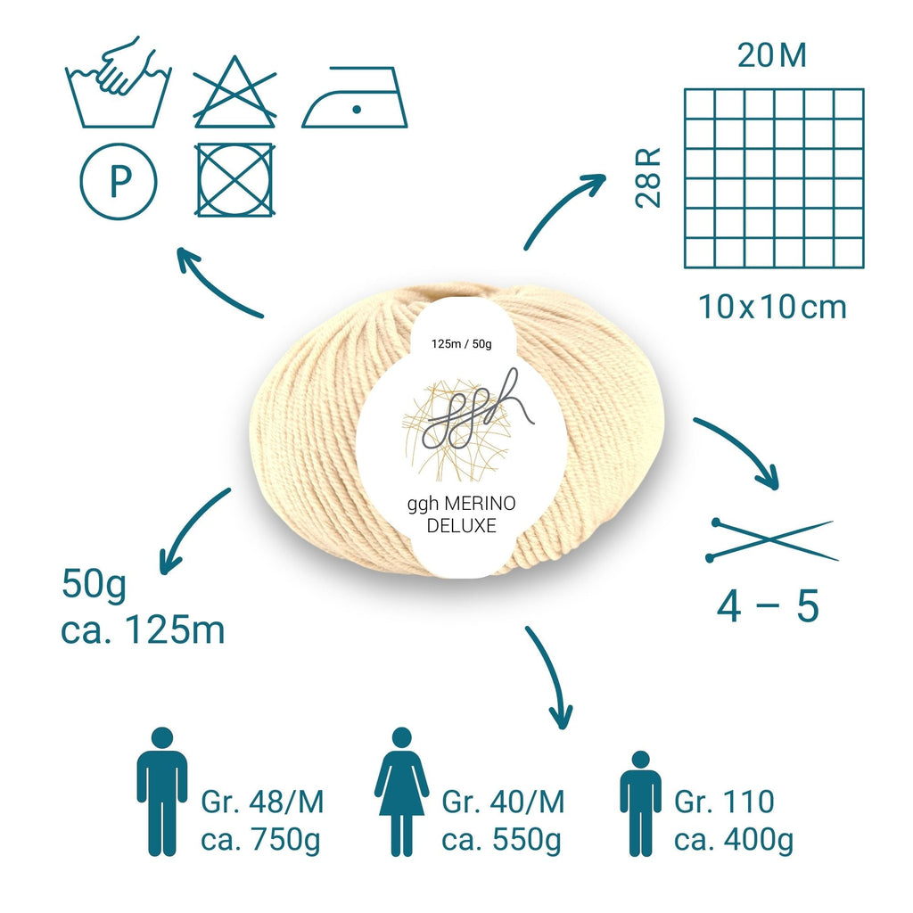 ggh Merino Deluxe - 300g Set (6x50g) - 009 - Creme - Rebecca - Online.de