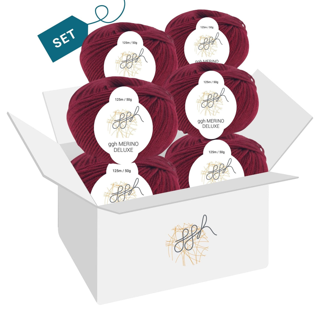 ggh Merino Deluxe - 300g Set (6x50g) - 010 - Bordeauxrot - Rebecca - Online.de